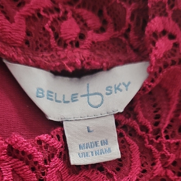 Belle Sky Burgundy Long Sleeve Mock Neck Sheath Dress - Picture 2 of 7